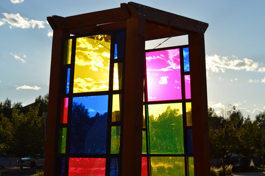The new outdoor art installation at the Lone Tree Arts Center features vibrant colors including pink, yellow, blue and red on Aug. 30, 2023.